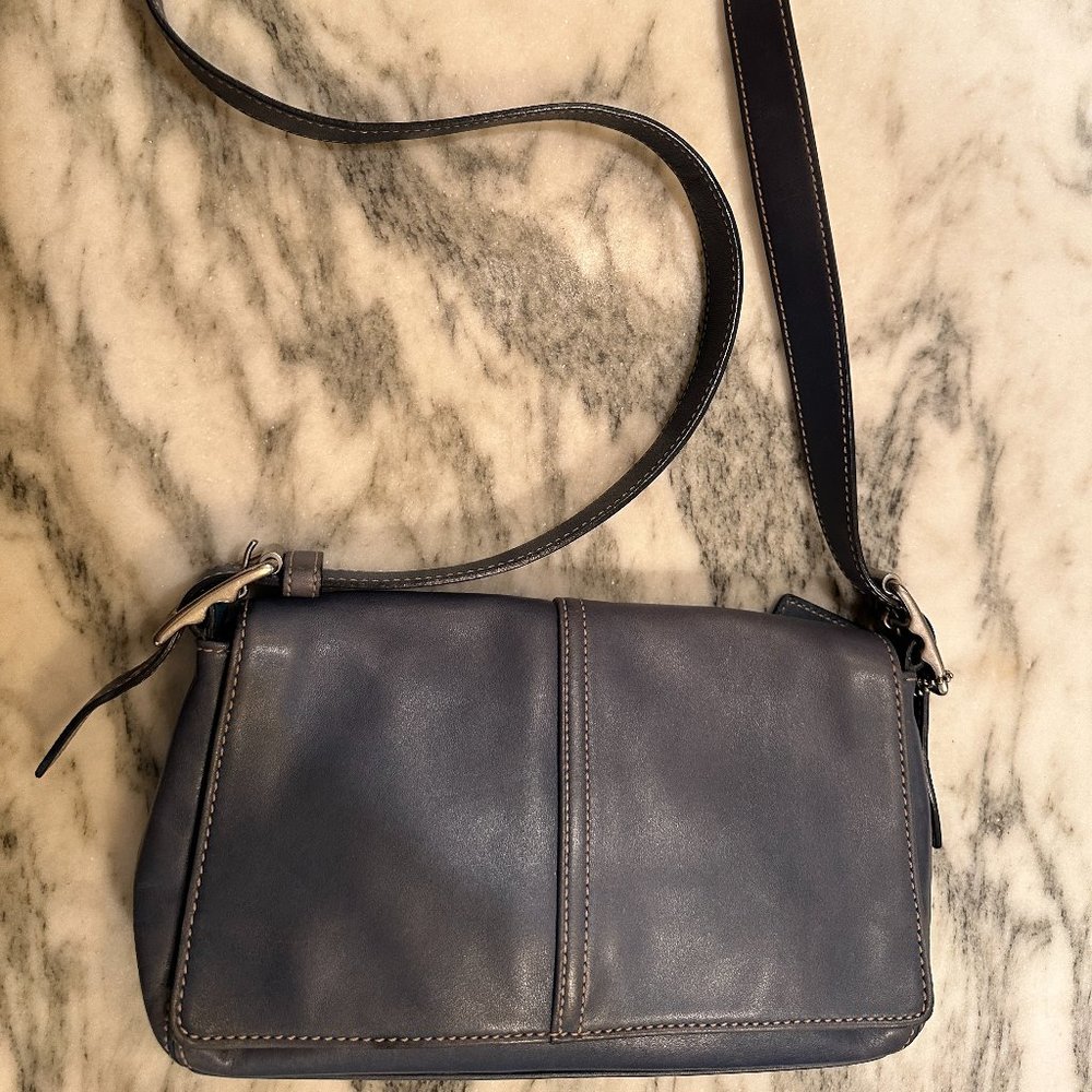 Vintage Coach Y2K Denim Blue Leather Bag